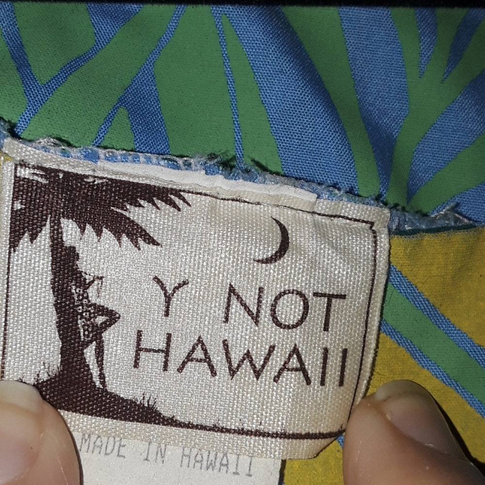 Vintage Y Not Hawaii Blue Green Mumu Dress M - Picture 6 of 6